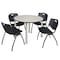 Kee Kee Round Table & Chair Set, Wood, Metal, Plastic Top, Maple TB48RNDPLBPCM47BK - alternate 1